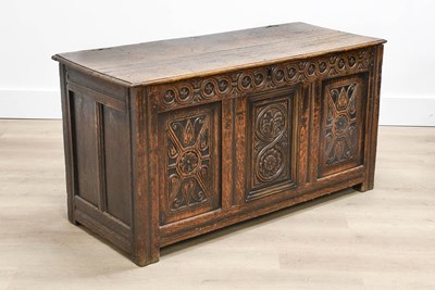 Lot 508 - A Joined Oak Chest, late 17th century, the...