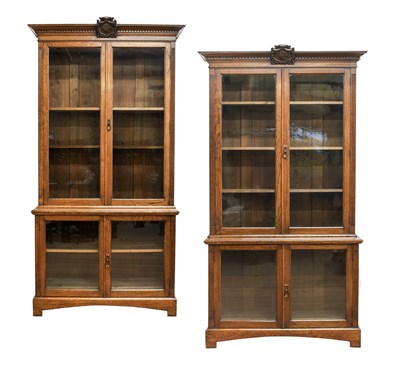 Lot 530 - Two Similar Carved Oak Bookcases, late 19th...