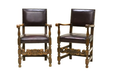 Lot 551 - A Pair of Oak Armchairs, early 20th century,...
