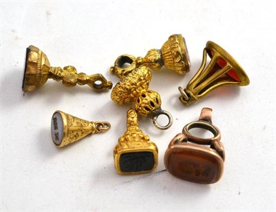 Lot 77 - Seven gilt fobs