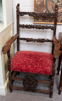Lot 1177 - A 18th Century Carved Mahogany Open Armchair,...