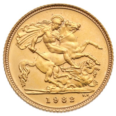 Lot 295 - Elizabeth II, Half Sovereign 1982; hairlines...