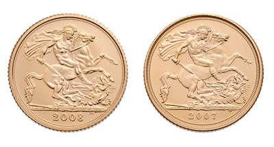 Lot 301 - 2x Elizabeth II, Half Sovereigns, 2007 and...