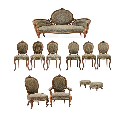 Lot 426 - A Victorian Eleven-Piece Carved Walnut Salon...