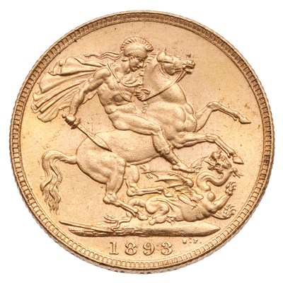 Lot 157 - Victoria, Sovereign 1893; good extremely fine...