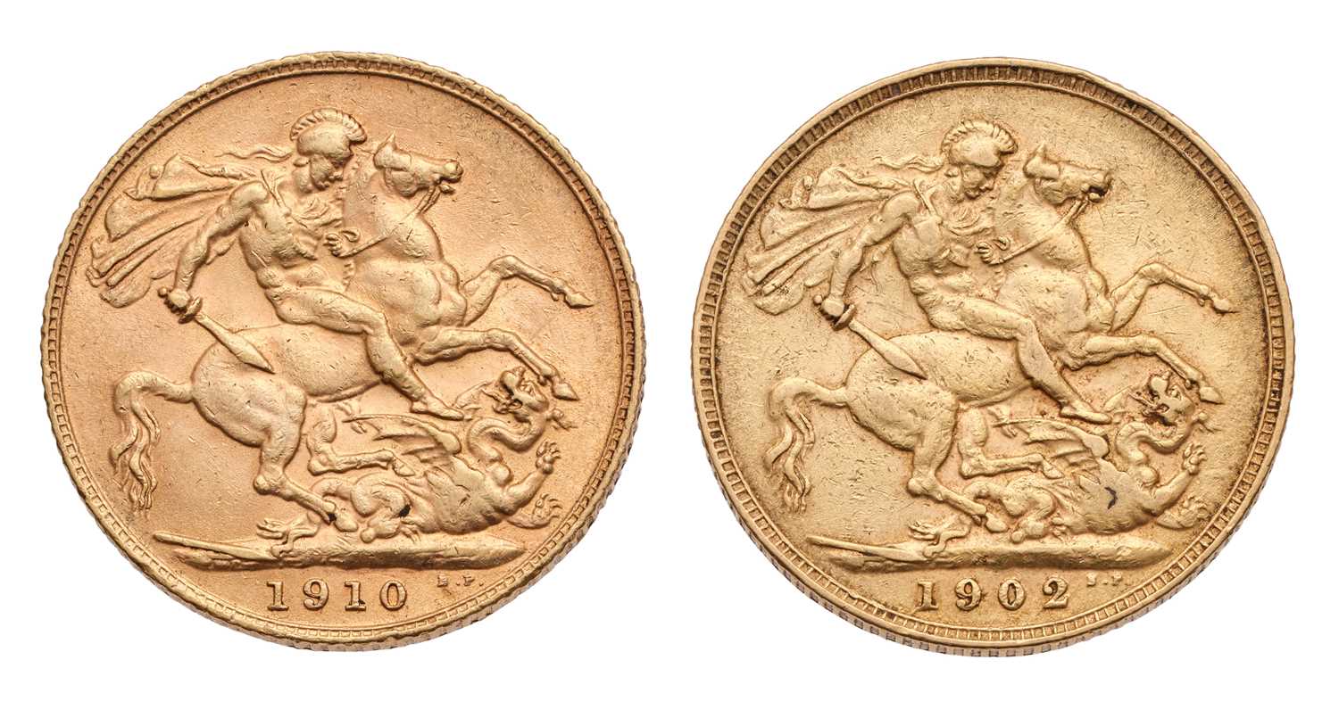 Lot 179 - 2x Edward VII, Sovereigns, 1902 and 1910; very...