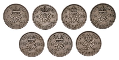 Lot 65 - 7x George VI, Sixpences 1952, (Bull 4266, ESC...