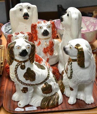 Lot 103 - Three pairs of Staffordshire spaniels