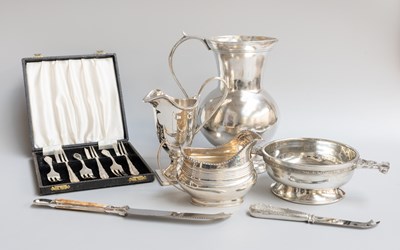 Lot 142 - A Collection of Assorted Silver, Silver Plate...