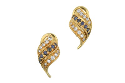 Lot 2236 - A Pair of Sapphire and Diamond Earrings of...