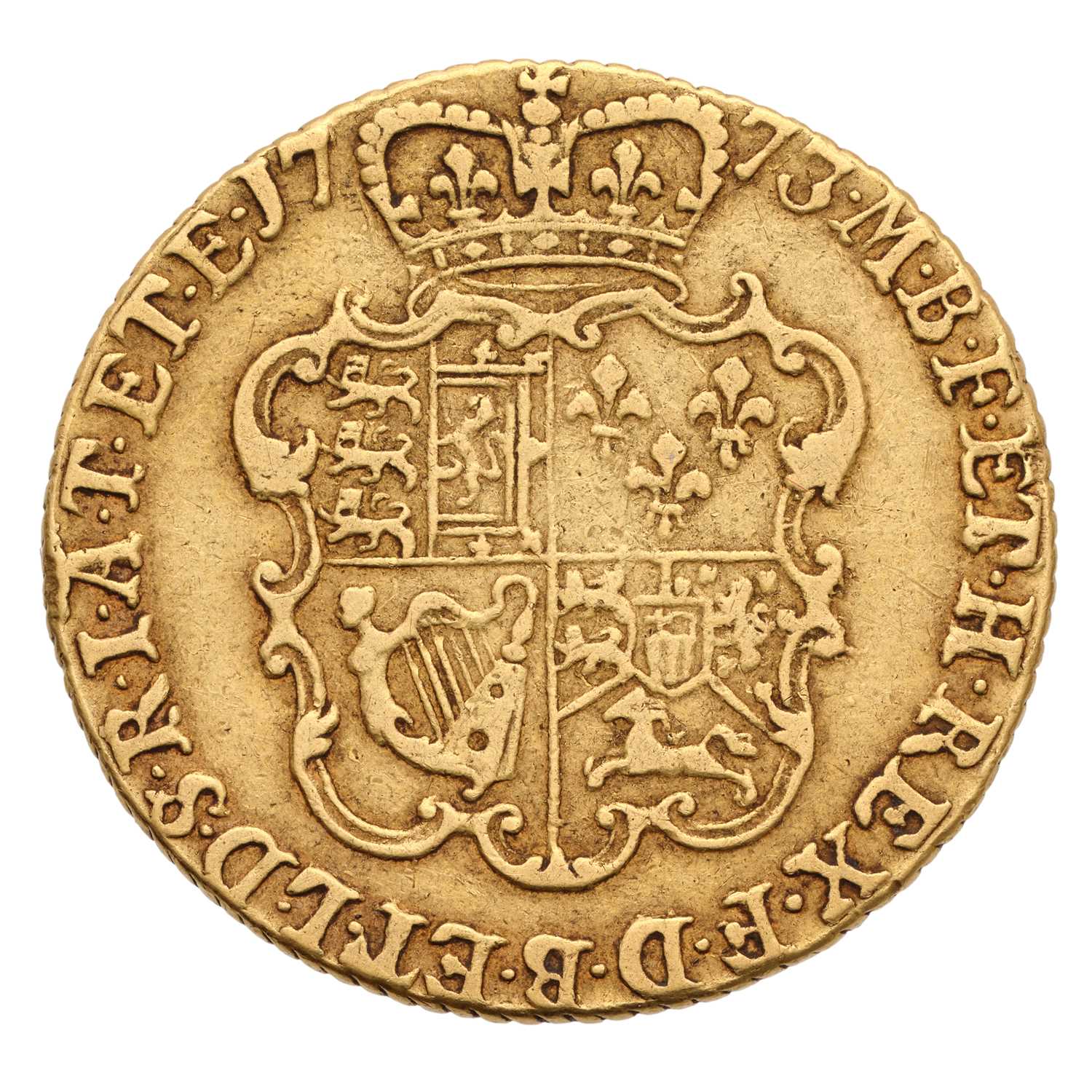 Lot 128 - George III, Guinea 1773, third laureate head,...