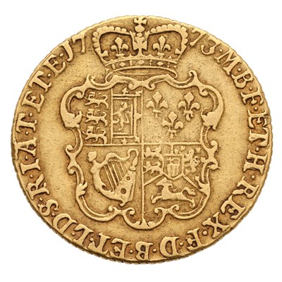 Lot 128 - George III, Guinea 1773, third laureate head,...