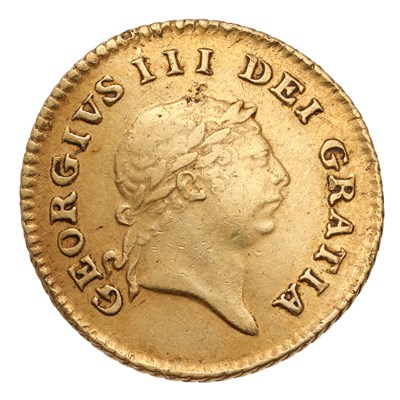 Lot 130 - George III, Third Guinea 1808, first laureate...
