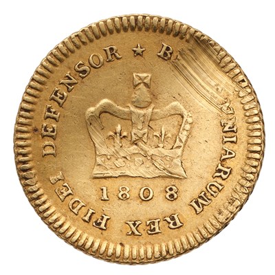 Lot 130 - George III, Third Guinea 1808, first laureate...