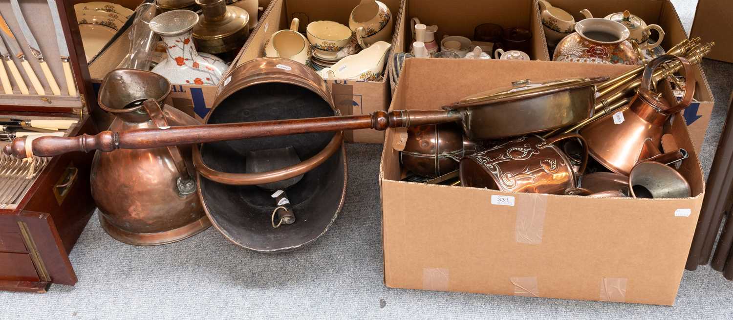 Lot 331 - A Collection of Brass Fireside Accessories