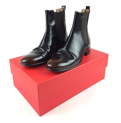 Lot 1056 - Pair of Ferragamo Dark Tan Chelsea Boots, with...