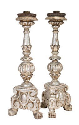 Lot 166 - A Pair of Italian Baroque Style Silvered Gesso...