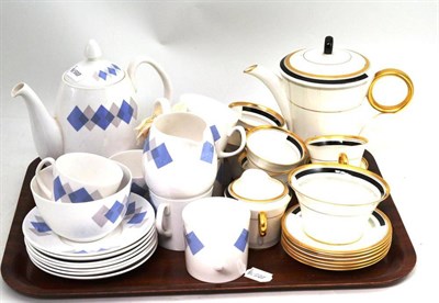 Lot 117 - Shelley Art Deco striped coffee set and another 'Blue Harlequin' pattern