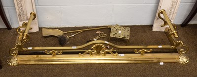Lot 1444 - A Brass Fire Fender, late 19th century, the...