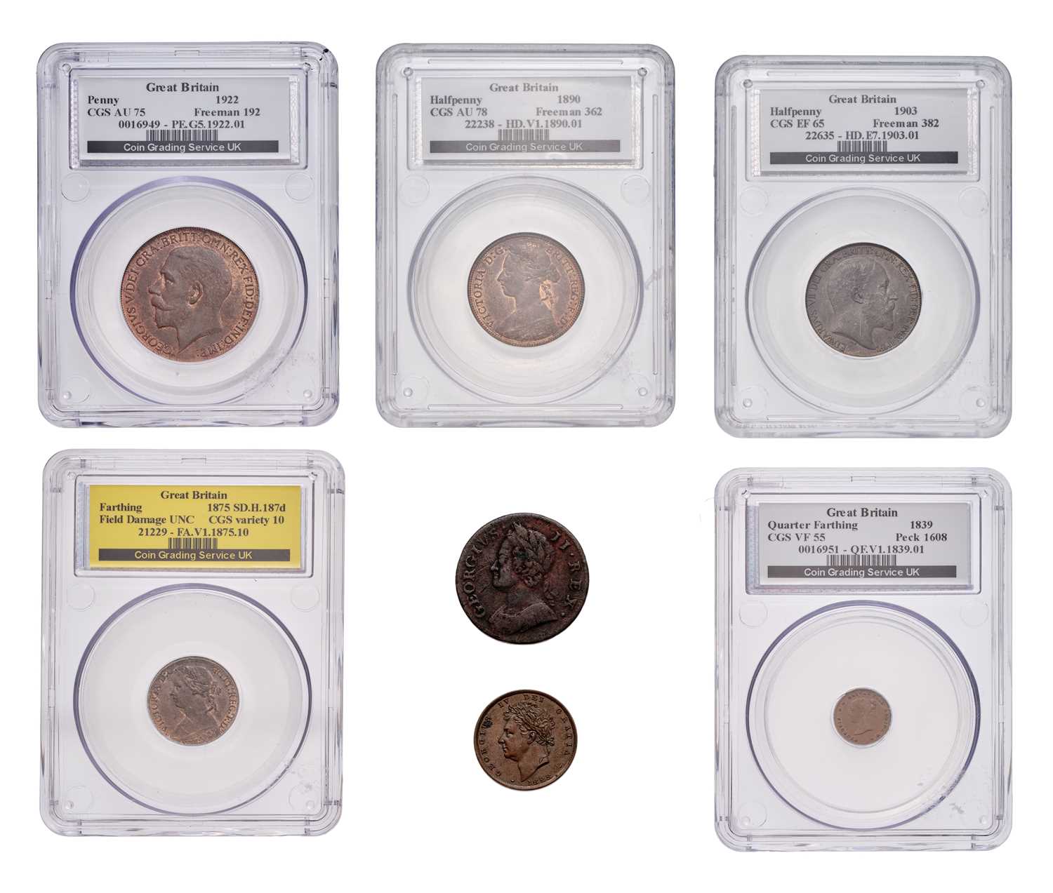 Lot 85 - Assorted Slabbed Copper and Bronze Coins, to...