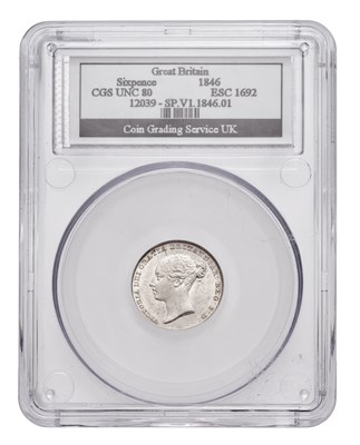 Lot 56 - Victoria, Sixpence 1846, (Bull 3180, ESC 1692,...