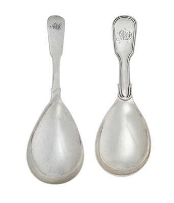 Lot A George III Provincial Silver Caddy-Spoon and a George IV Provincial Silver Caddy-Spoon