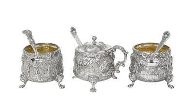 Lot A Three-Piece Victorian Silver Condiment-Set
