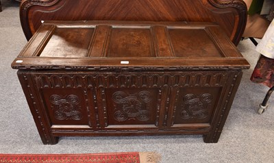 Lot 1158 - 18th Century Oak Three Panelled Coffer with...