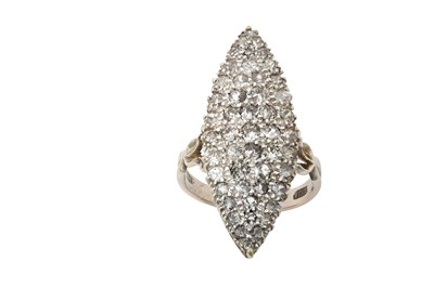 Lot 2403 - A Diamond Cluster Ring the navette form set...