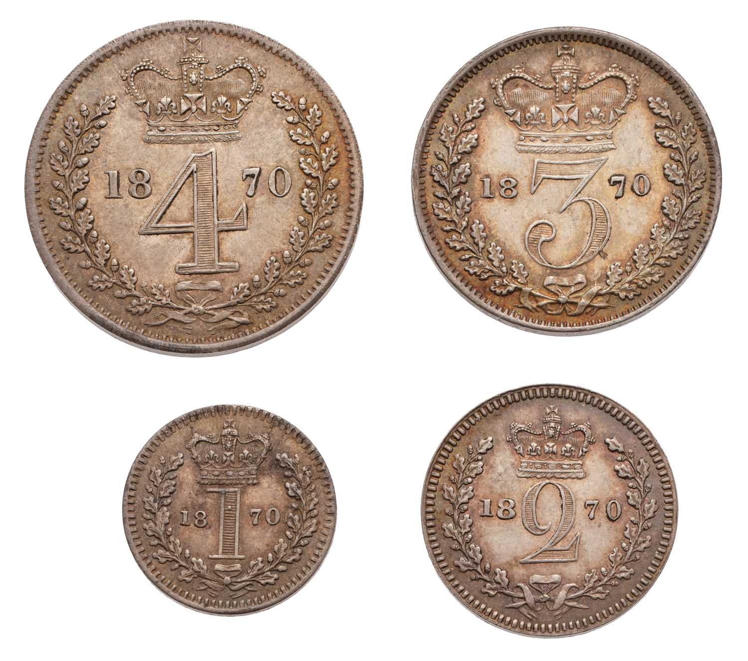 Lot 74 - Victoria, Maundy Set 1870, 4 coins comprising...