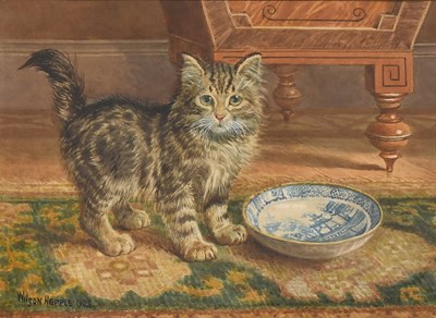Lot 328 - Wilson Hepple (1854-1937) Study of a tabby...