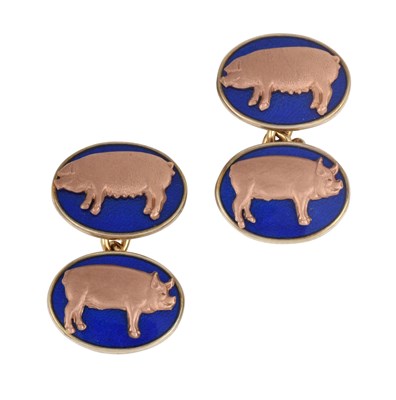 Lot 2423 - A Pair of 9 Carat Gold Enamel Novelty...