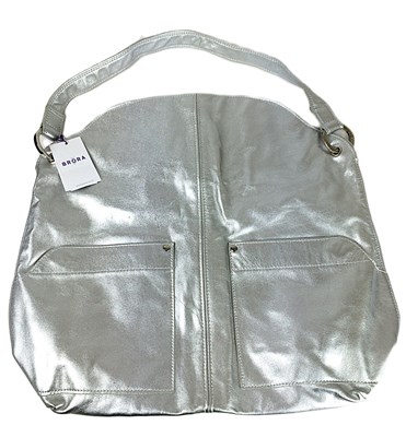 Lot 1051 - A Brora Metallic Silver Leather Hobo Bag, with...