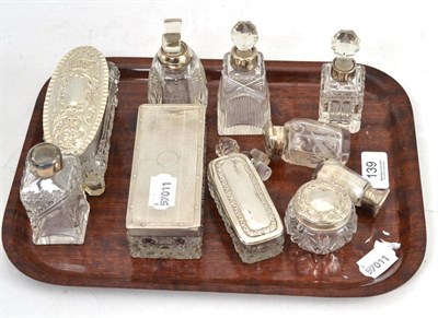 Lot 139 - Silver mounted cut glass dressing table boxes, scent bottles and stoppers etc