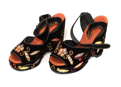 Lot 2282 - A Pair of Circa 1940s Stylish Black Velvet...