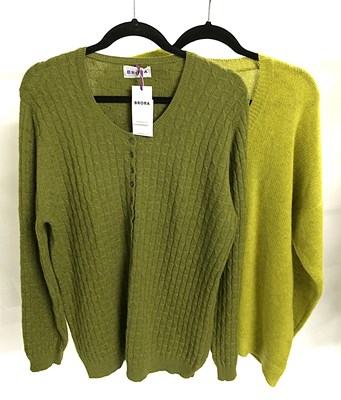 Lot 1068 - Brora Cashmere Knitwear, comprising an olive...
