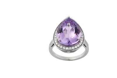 Lot 2328 - An Amethyst and Diamond Cluster Ring the fancy...