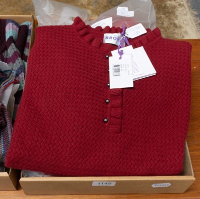 Lot 1145 - Brora Cashmere Knitware, comprising a wine red...