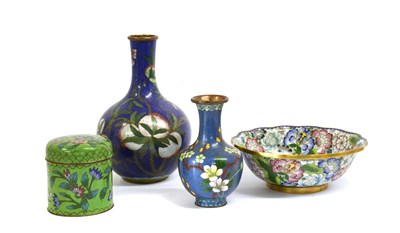 Lot 81 - A Chinese Cloisonne Bottle Vase, late Qing...