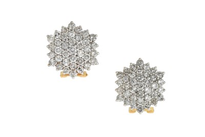 Lot 2322 - A Pair of 18 Carat Gold Diamond Cluster...