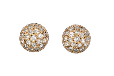 Lot 2317 - A Pair of Diamond Earrings the domed clusters...