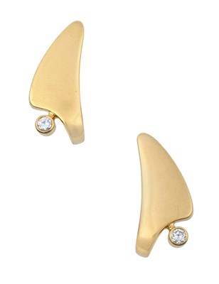 Lot 2316 - A Pair of 18 Carat Gold Diamond Earrings,...