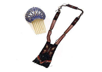 Lot 2258 - Circa 1920s Blue and Red Bead Sautoir...