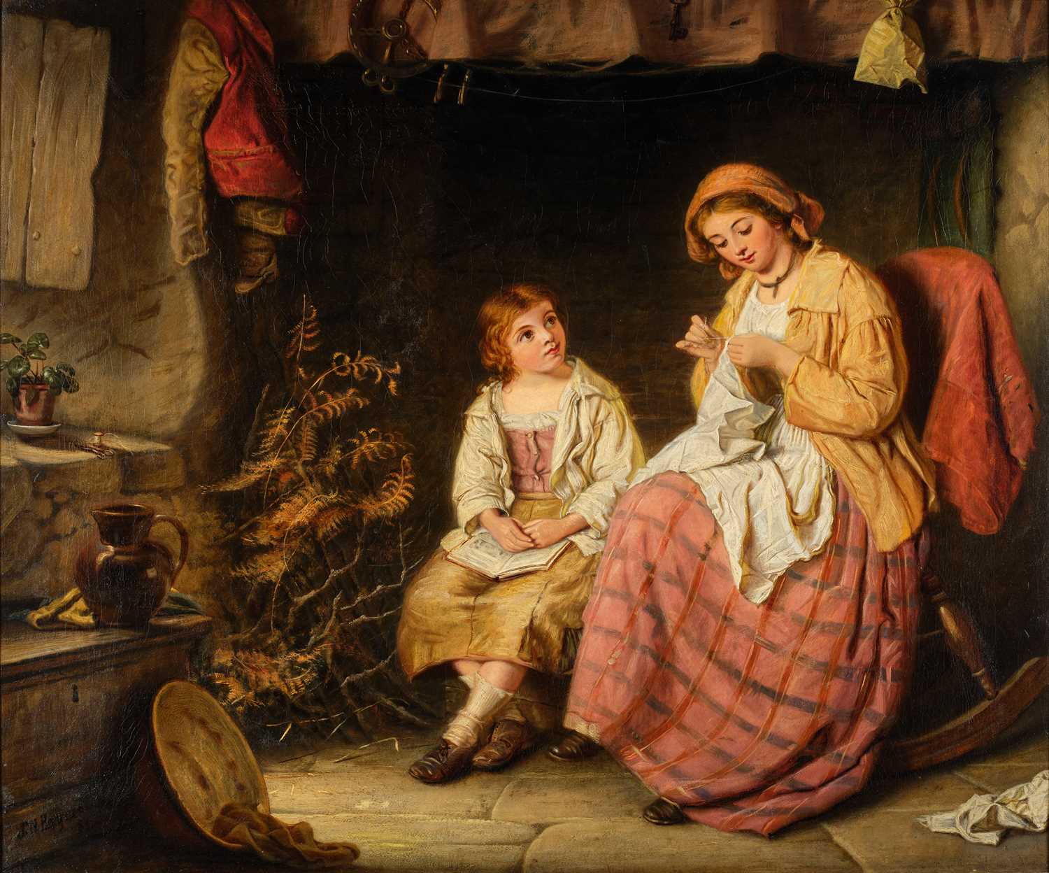 Lot 1061 - John William Haynes (19th Century) "The Lesson"...