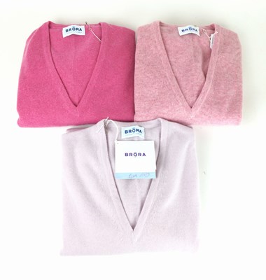 Lot 1069 - Three Brora Cashmere V-Neck Jumpers, in...