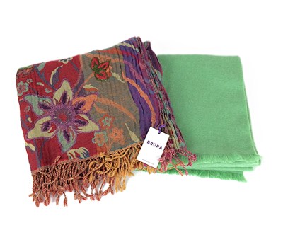 Lot 1052 - A Brora Multi Coloured Floral Wool Scarf, with...