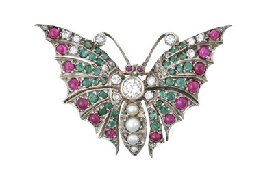Lot 2271 - A Multi-Gem Set Butterfly Brooch set...