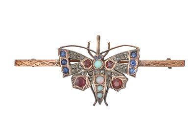 Lot 2413 - A Multi-Gem Set Butterfly Brooch set...