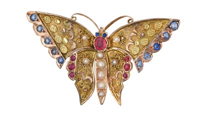 Lot 2367 - A Multi-Gem Set Butterfly Brooch set...