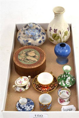 Lot 150 - Royal Crown Derby miniature cup and saucer, miniature tea set, Crown Staffordshire miniatures, etc